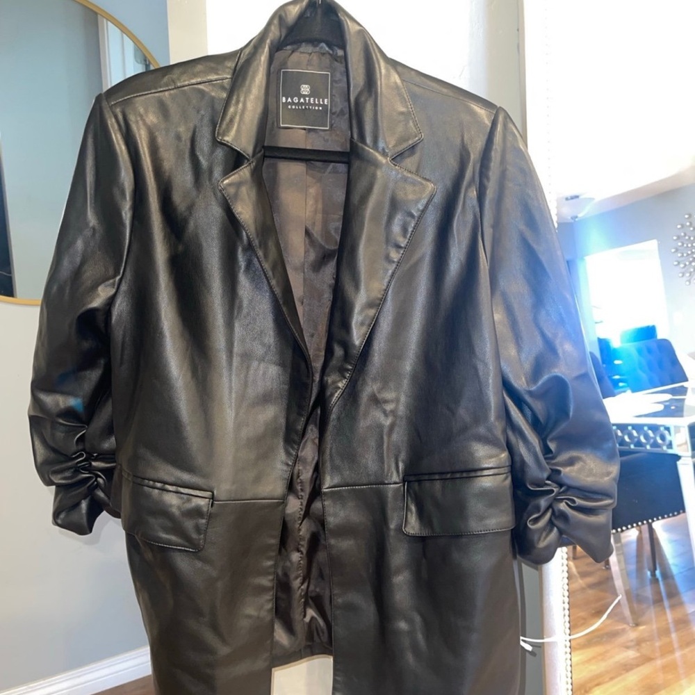 Bagatelle Black Leather Trench Coat